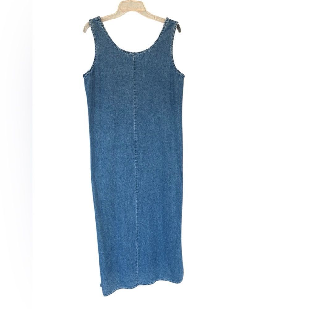 VTG Nina Piccalino 90s Blue Denim Jumper Maxi Dress Cottagecore 10 Cotton - Picture 3 of 8